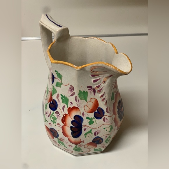 19th Century Antique Gaudy Welsh Grape Pattern Hand Painted Luster Pitcher Jug - Picture 9 of 16